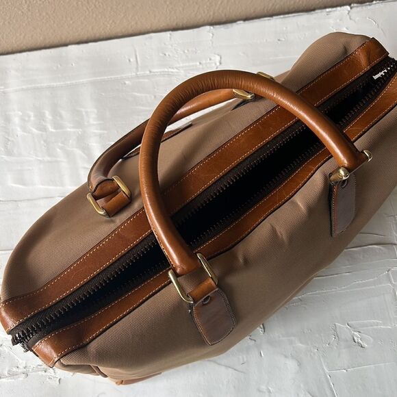 Authentic Vintage CELINE Boston Bag Nylon Handbag Leather Beige Brown - Picture 14 of 14